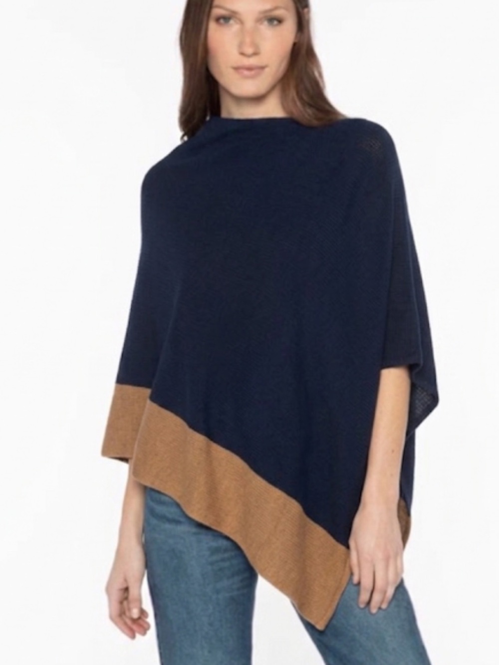 J. Crew Cotton Cashmere Blend Colorblock Sweater Poncho